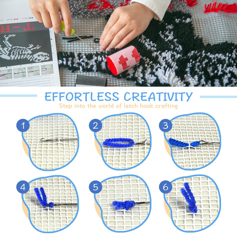ZFFLYH Latch Hook Kits for Adults DIY Throw Pillow Cover, DIY Crochet Yarn Kits Needlework Crafts Arts with Printed Canvas Home Decor Festival Gift 17X17inch,Love - Image 5
