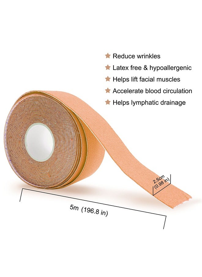 Elaimei Facial Myofascial Lift Tape Face Lift Stickers, Face Toning Tape Anti Freeze Anti Wrinkle Belts Patche, Neck Lift Tape Unisex For Firming and Tightening 2.5cm*5m  - Image 2