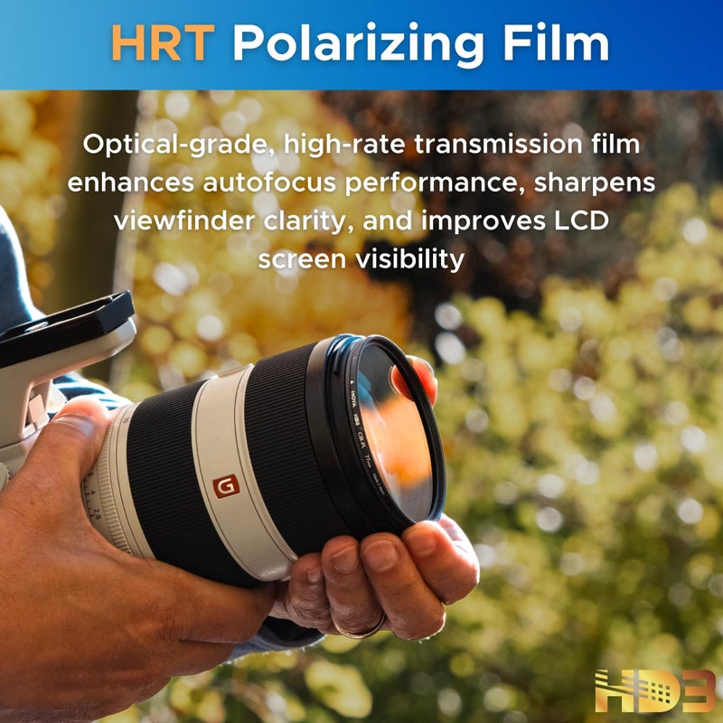 Hoya HD3 HRT Circular Polarizer - 55mm - Re-Certified for 100MP+ Cameras with Ultra-Hard Nano Coating Technology and High Rate Transmission Film - Stain Resistant and Waterproof Filter - Image 2