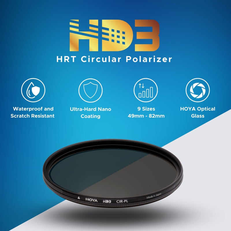 Hoya HD3 HRT Circular Polarizer - 55mm - Re-Certified for 100MP+ Cameras with Ultra-Hard Nano Coating Technology and High Rate Transmission Film - Stain Resistant and Waterproof Filter - Image 3