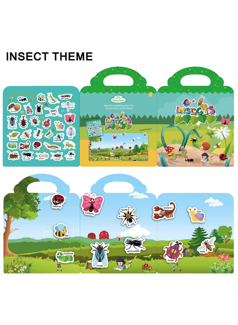 general Reusable Activity Sticker Learning Toys for Kids, Early Education Book Puzzle (Insect) - Image 3