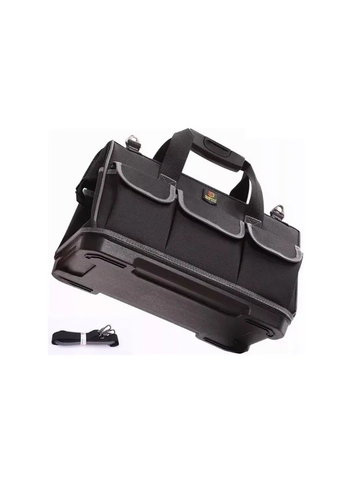Wide Mouth Tool Bag with Water Proof Molded Base,Wide Mouth Tool Tote Bag,Waterproof Tool Organizer Bag for Men with Adjustable Shoulder Strap - Image 1