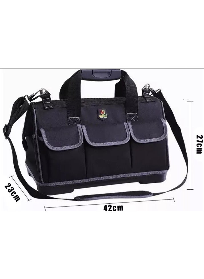 Wide Mouth Tool Bag with Water Proof Molded Base,Wide Mouth Tool Tote Bag,Waterproof Tool Organizer Bag for Men with Adjustable Shoulder Strap - Image 2