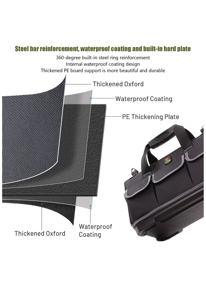 Wide Mouth Tool Bag with Water Proof Molded Base,Wide Mouth Tool Tote Bag,Waterproof Tool Organizer Bag for Men with Adjustable Shoulder Strap - Image 5