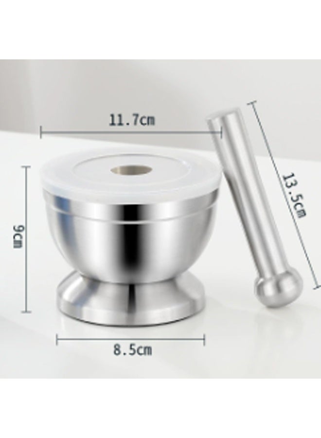 إيهوم أطقم الهاون والمدقة المصنوعة من الفولاذ المقاوم للصدأ المصقول، مطحنة توابل، كسارة توابل آمنة للطعام مطحنة ملح فلفل ثوم فلفل مطحنة أعشاب وعاء بيستو مسحوق بيستو للطحن والخلط - Image 5