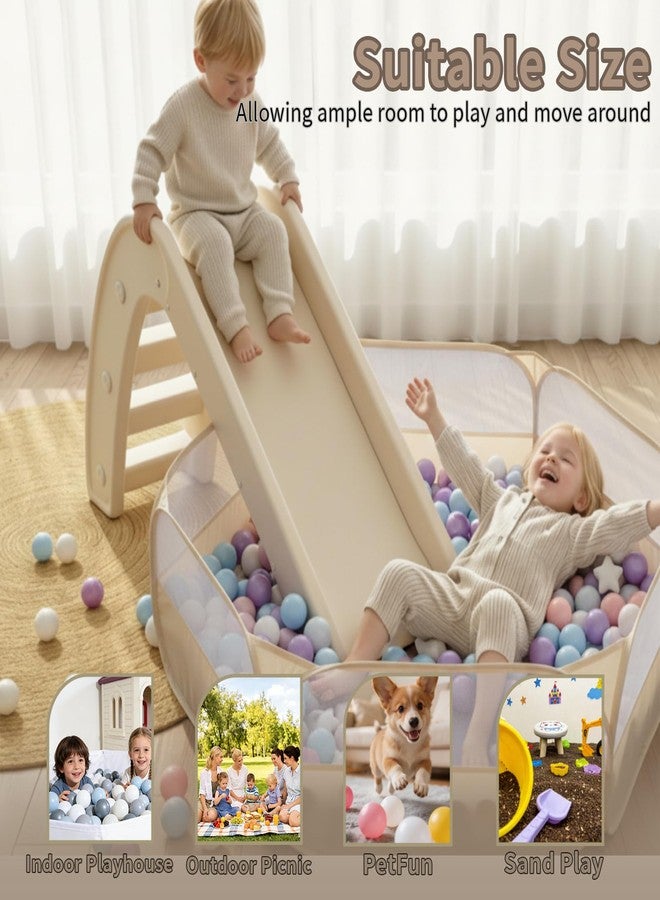 TRENDPLAY Foldable Ball Pit for Toddlers, Large Pop Up Ball Pits Kids Play Tent Crawl Playpen Ball Pool Playhouse Playpen with Storage Bag, for Boys Girls Dogs Cats Ferrets Indoor Outdoor, Beige - Image 3