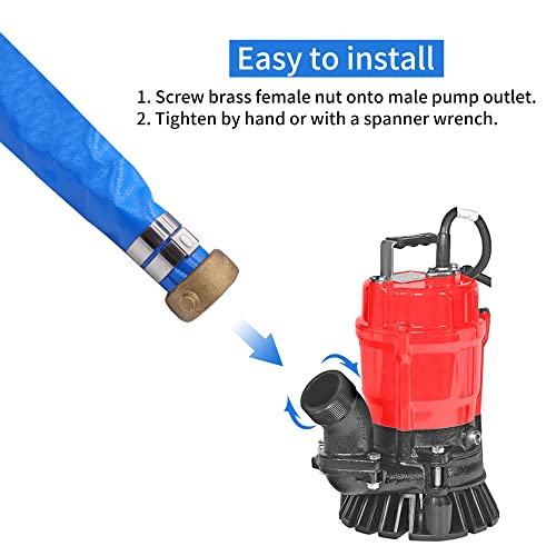 Geowaky 1-1/2" x 50′ PVC Lay Flat Water Pump Discharge Hose With Aluminum Pin Lug Fittings, Heavy Duty Reinforced Pool Backwash Hose Assembly - Image 5
