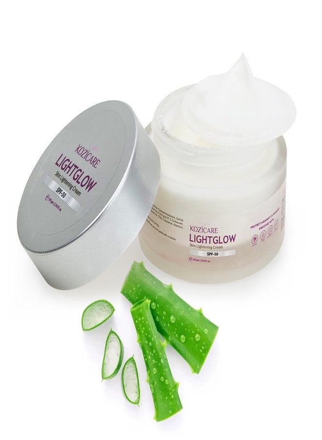 Kozicare WhiteGlow Skin Whitening And Brightening Gel | Kojic Acid Face Cream - Helps in Pigmentation Removal SPF 50 Protection | All Skin Types Women | Moisturizer Included - 50 Gm - Image 1