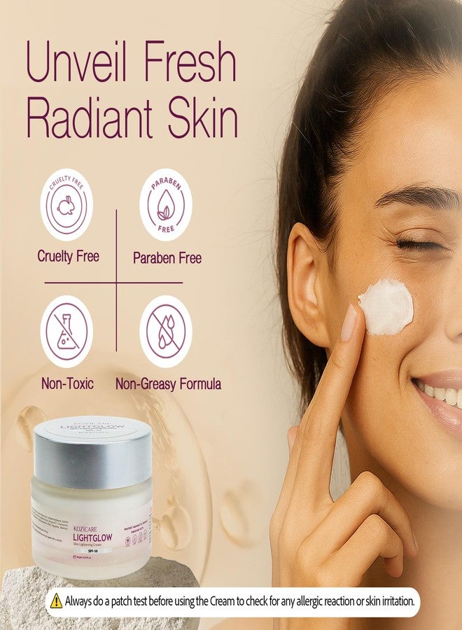 Kozicare WhiteGlow Skin Whitening And Brightening Gel | Kojic Acid Face Cream - Helps in Pigmentation Removal SPF 50 Protection | All Skin Types Women | Moisturizer Included - 50 Gm - Image 4