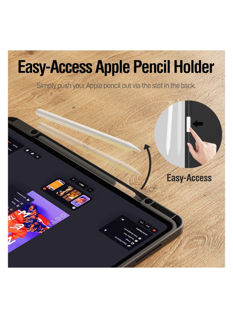 for iPad Pro 13 Inch Case M4(2024) with Pencil Holder,Premium Folio Stand Case with Soft TPU Back Cover,Black - Image 2