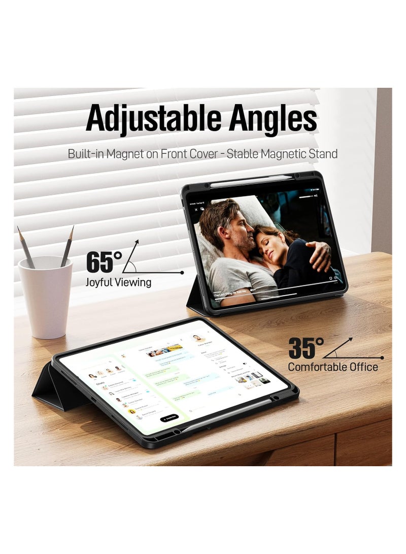 for iPad Pro 13 Inch Case M4(2024) with Pencil Holder,Premium Folio Stand Case with Soft TPU Back Cover,Black - Image 3