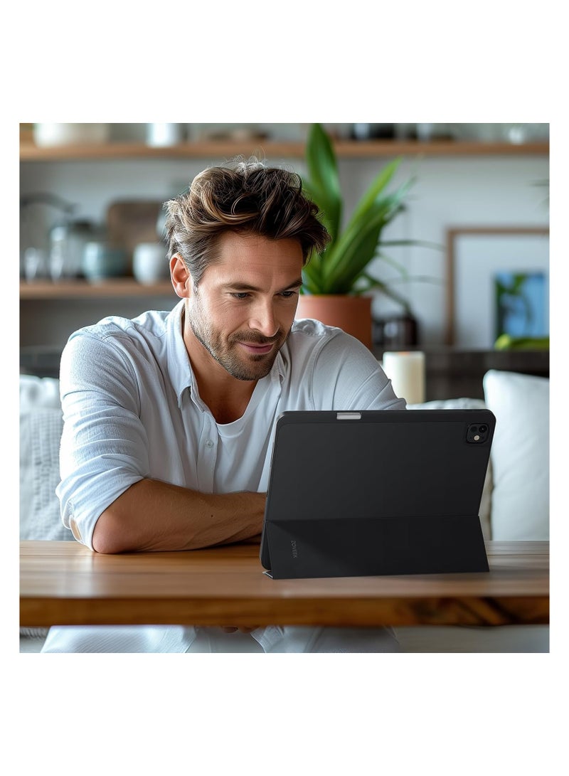 for iPad Pro 13 Inch Case M4(2024) with Pencil Holder,Premium Folio Stand Case with Soft TPU Back Cover,Black - Image 4