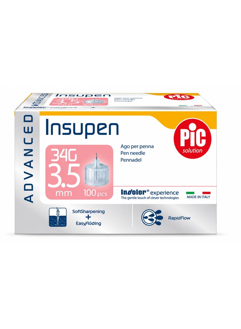 Pic Solution Insupen 34G 3.5mm 100PCS Pen Needles
