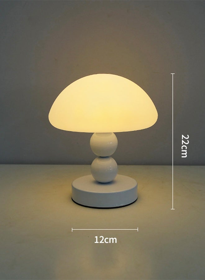 فطر لطيف مصباح طاولة بيضاء، 22 سم مصباح صغير بجانب السرير مع ضوء مكتب دافئ ناعم، مصباح مكتب Minimalist الحديث ديكور غرفة المعيشة غرفة النوم - Image 2