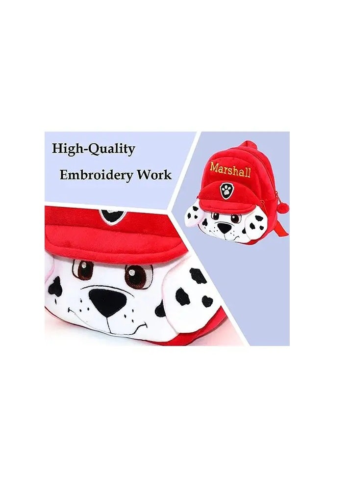 UKR - UKR Soft Plush Kids Backpack – Cute Cartoon Design with Shoulder Straps, Fluffy Travel Bag for Boys & Girls, Ideal School & Travel Bag for Babies (Marshall) - Image 1