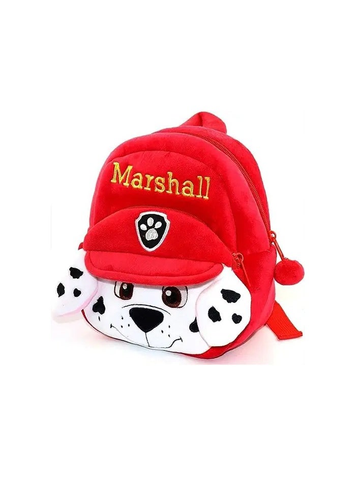 UKR - UKR Soft Plush Kids Backpack – Cute Cartoon Design with Shoulder Straps, Fluffy Travel Bag for Boys & Girls, Ideal School & Travel Bag for Babies (Marshall) - Image 1