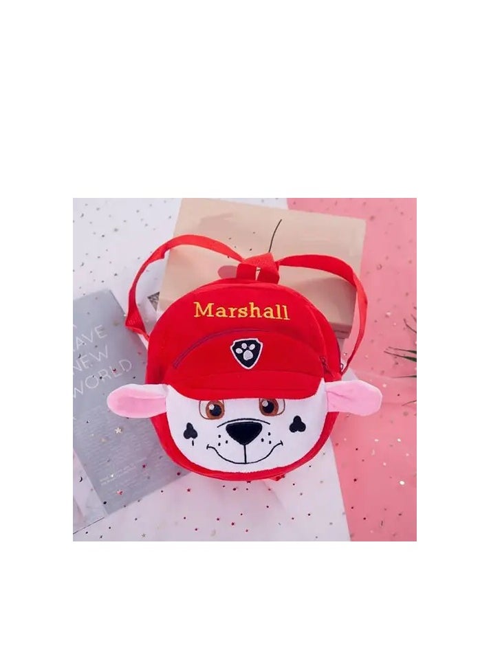 UKR - UKR Soft Plush Kids Backpack – Cute Cartoon Design with Shoulder Straps, Fluffy Travel Bag for Boys & Girls, Ideal School & Travel Bag for Babies (Marshall) - Image 1