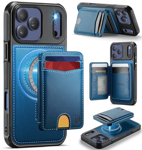 Usroom for iPhone 17 Pro Max Wallet Case Compatible with Magsafe Magnetic RFID Blocking Card Holder Kickstand 2 in 1 Detachable Case for iPhone 17 Pro Max 69 Blue - Image 1