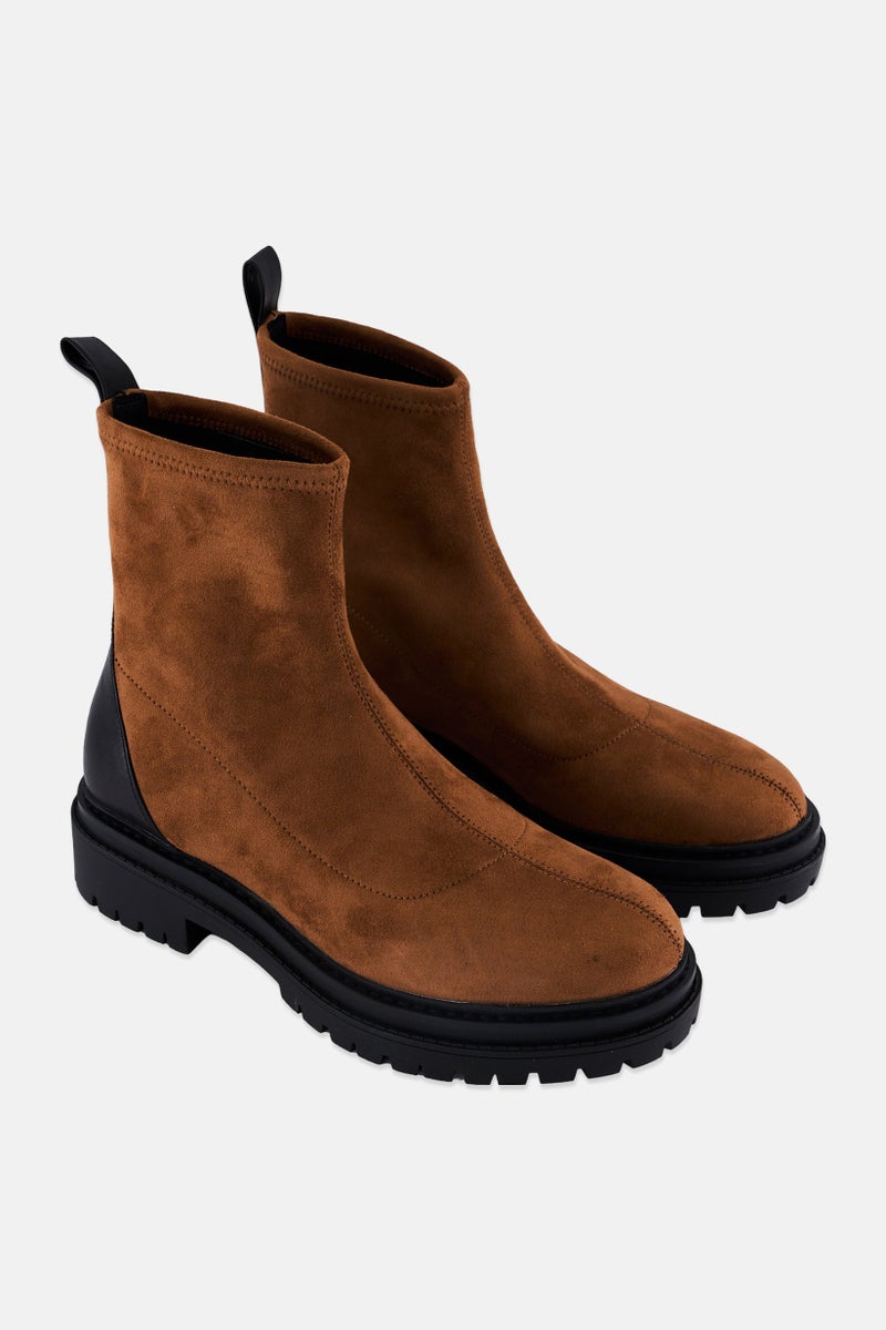 Michael Kors Women Medium  Comet Lug Slip On Ankle Boots, Brown  - Image 1