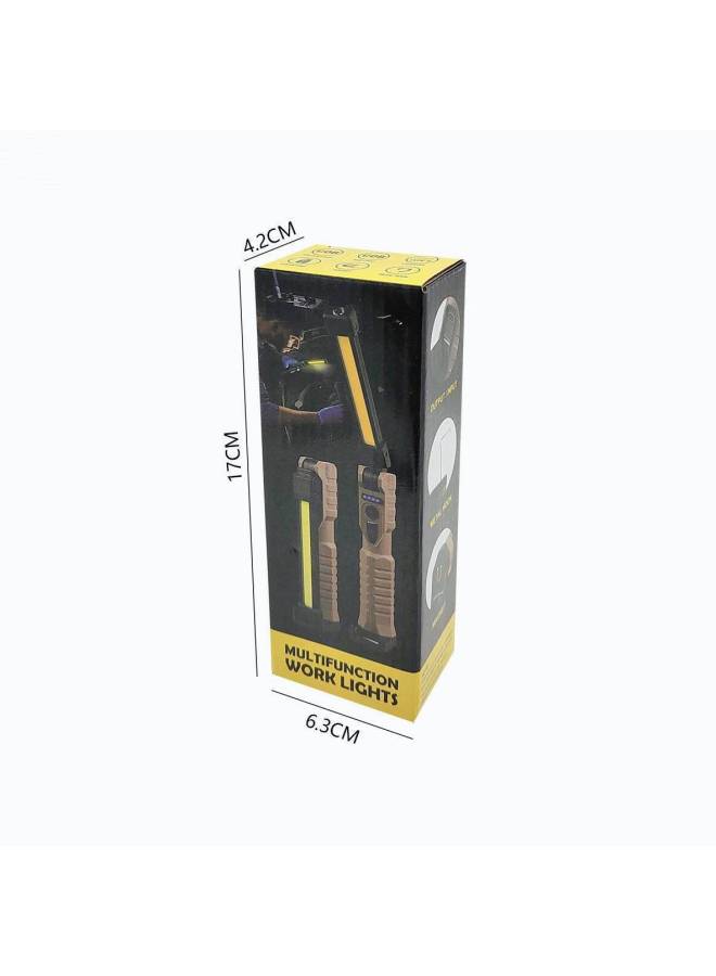 Loquat WL08 Folding Work Lamp Double-sided COB Strong Light Flashlight LED Auto Repair Inspection Strong Magnet Three Light Source Emergency-Color:WL08 Khaki - Image 4