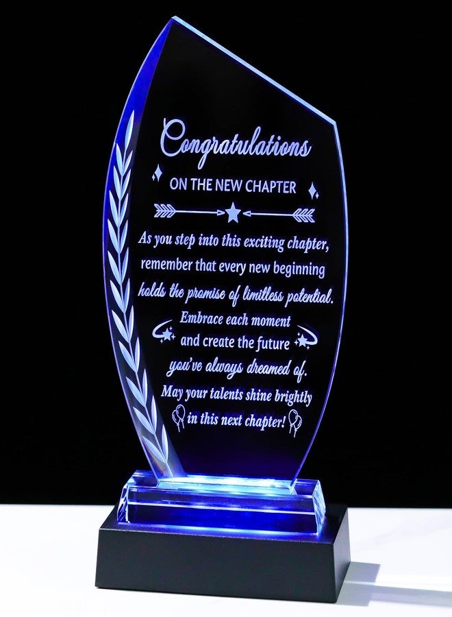 Movdyka New Job Gifts for Women Men Coworker Congratulations on The New Chapter Beginnings Engraved Crystal Keepsake Plaque with Light Base Employee Farewell Goodbye Appreciation Graduation Gift for Friend - Image 1