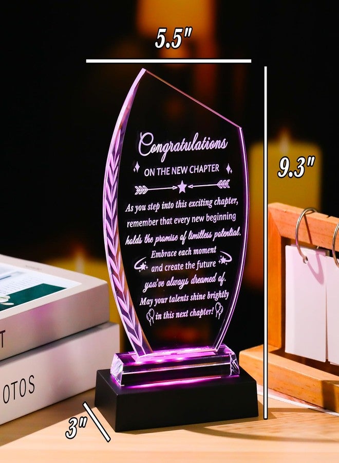 Movdyka New Job Gifts for Women Men Coworker Congratulations on The New Chapter Beginnings Engraved Crystal Keepsake Plaque with Light Base Employee Farewell Goodbye Appreciation Graduation Gift for Friend - Image 3