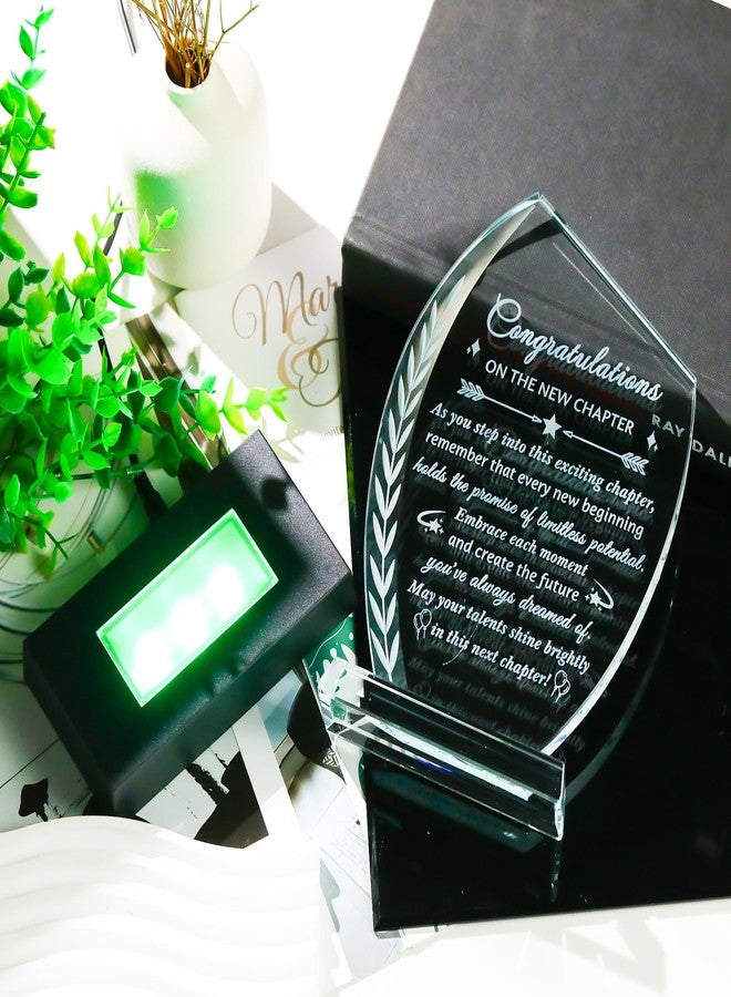 Movdyka New Job Gifts for Women Men Coworker Congratulations on The New Chapter Beginnings Engraved Crystal Keepsake Plaque with Light Base Employee Farewell Goodbye Appreciation Graduation Gift for Friend - Image 4