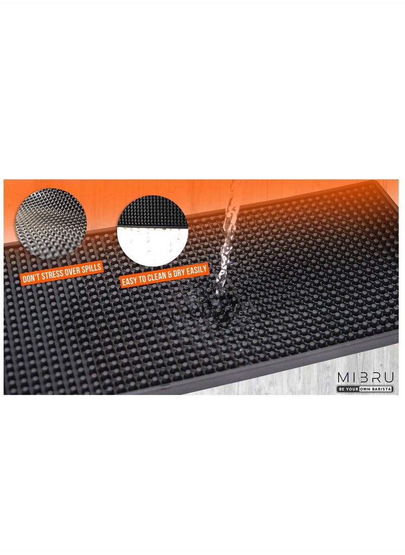 Dish Drying Silicone Coffee Rubber Bar Service Spill Mat Black 20 x 40cm
