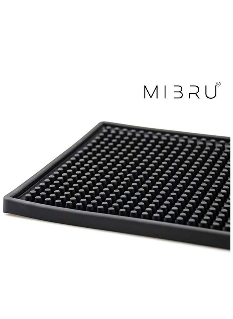 Dish Drying Silicone Coffee Rubber Bar Service Spill Mat Black 20 x 40cm