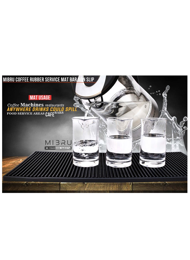 Dish Drying Silicone Coffee Rubber Bar Service Spill Mat Black 20 x 40cm