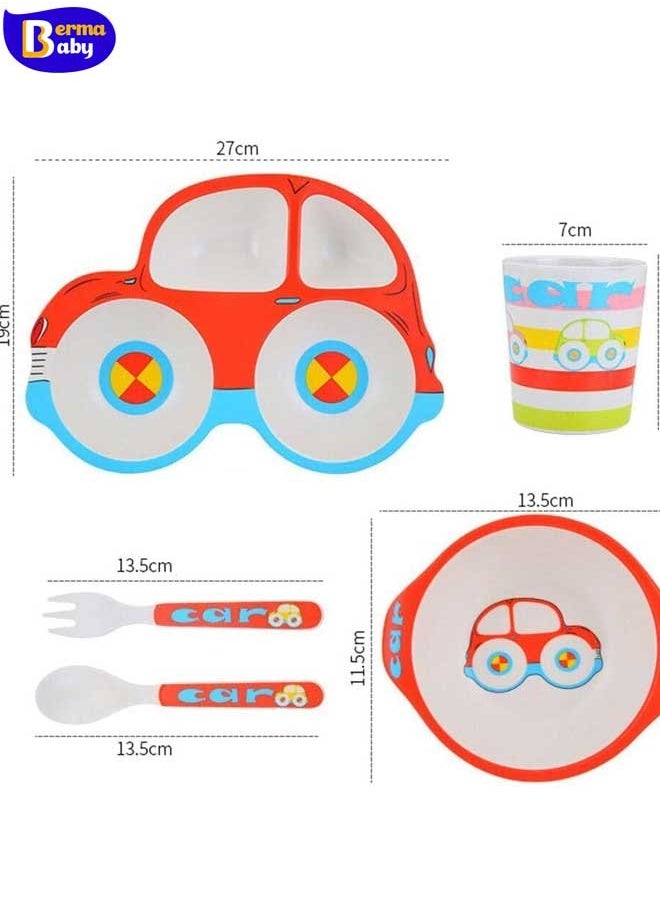 Berma Baby 5 قطع من أدوات إطعام الأطفال وقت تناول الطعام أو الأطفال الصغار - تتضمن طبق ووعاء وكوب وشوكة وملعقة وأدوات مائدة - متينة وآمنة للاستخدام في غسالة الأطباق، وسيارة خالية من مادة BPA  - Image 3