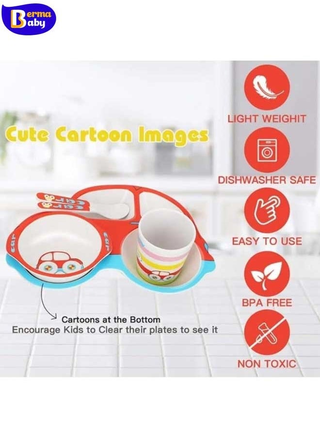 Berma Baby 5 قطع من أدوات إطعام الأطفال وقت تناول الطعام أو الأطفال الصغار - تتضمن طبق ووعاء وكوب وشوكة وملعقة وأدوات مائدة - متينة وآمنة للاستخدام في غسالة الأطباق، وسيارة خالية من مادة BPA  - Image 5