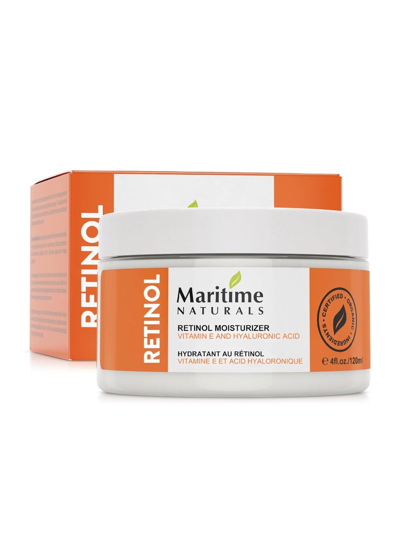 Maritime Naturals - Maritime Naturals Retinol Moisturizer for face with Hyaluronic Acid & Organic Ingredients | Professional Results with Retinol Face Moisturizer | Day & Night Cream for Women & Men (120ml) - Image 1