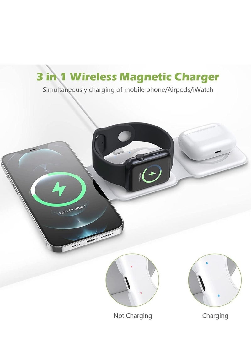 ELTRAZONE 3 in 1 Wireless Charger, Foldable Magnetic Charger Station, 18W Fast Wireless Charging Pad, Compatible with iPhone 14/13/12/11, Samsung Galaxy, AirPods, Google Pixel, Apple Watch  - Image 4