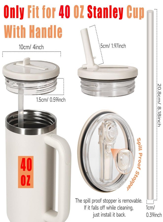 ANTAND 40oz Flip Straw Leak Proof Lid for Stanley H2.0 Quencher Protour Tumbler, 2 Pack Spill Proof Lid Replacement Straw Cover Top for 40 OZ Stanley Cup Accessories (Ash, Ash) - Image 2