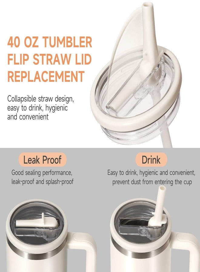 ANTAND 40oz Flip Straw Leak Proof Lid for Stanley H2.0 Quencher Protour Tumbler, 2 Pack Spill Proof Lid Replacement Straw Cover Top for 40 OZ Stanley Cup Accessories (Ash, Ash) - Image 4