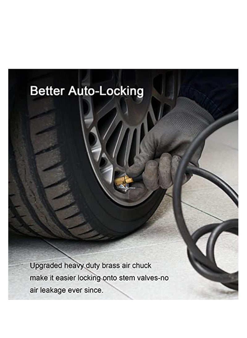 Air Chuck Durable, Convenient use,  Twist-on Tire Chuck Clip-on Air Chuck, Heavy Duty Closed Flow Lock on Tire Chuck with Clip for Inflator Gauge Compressor Accessories, Yellow