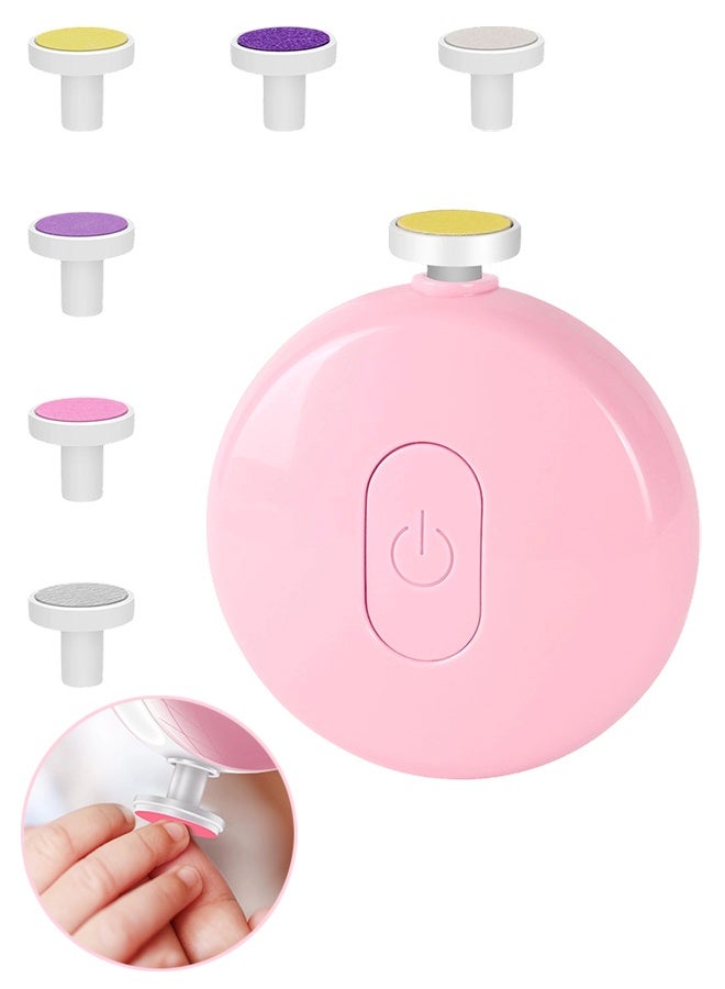 1 Pack 1 Pc Pink 6 in 1 Battery Operated Electric Baby Nail Trimmer Manicure Set, Electric Baby Nail File & Clippers, Trim & Polish Grooming Kit, Battery Not Included - Image 1