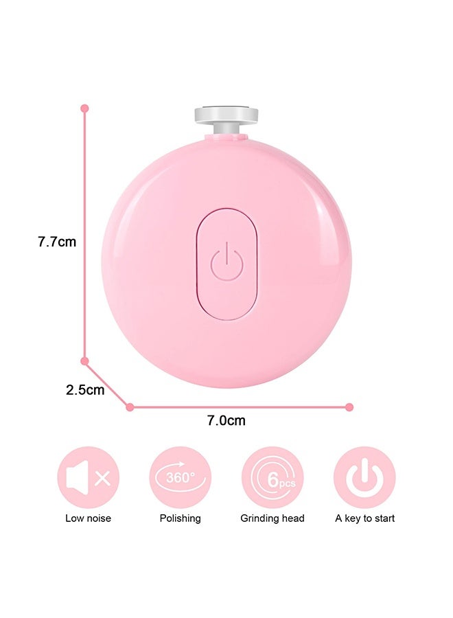 1 Pack 1 Pc Pink 6 in 1 Battery Operated Electric Baby Nail Trimmer Manicure Set, Electric Baby Nail File & Clippers, Trim & Polish Grooming Kit, Battery Not Included - Image 2