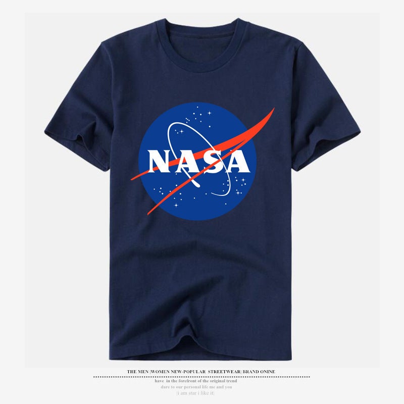 American Astronaut Nasa Galaxy Earth Print T-Shirt Cotton Crewneck Half Sleeve Shirt Couple Sports Top - Image 1