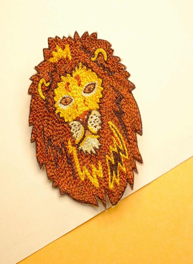 Abeo Handmade Lion Brooch for Women and Men | Embroidered Lapel Pin for Valentine’s Day Jackets Shirts Bags and Cloths Accessories | Stylish Fashionable Badge Pins, 5-6 cm (Brown, Yellow) - Image 3