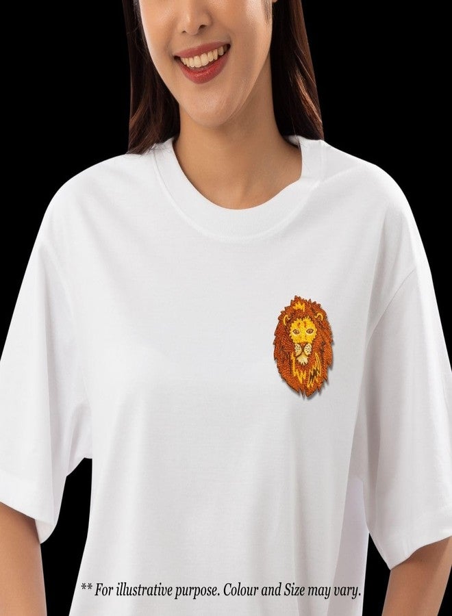 Abeo Handmade Lion Brooch for Women and Men | Embroidered Lapel Pin for Valentine’s Day Jackets Shirts Bags and Cloths Accessories | Stylish Fashionable Badge Pins, 5-6 cm (Brown, Yellow) - Image 5