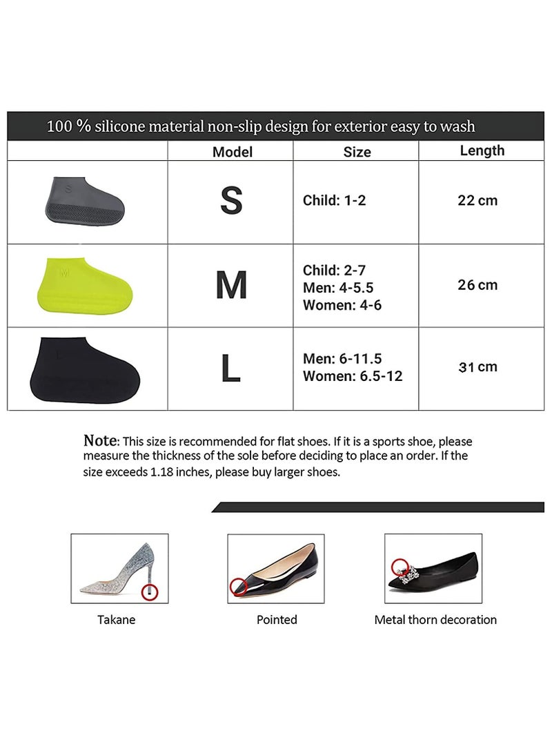 Zikra Waterproof silicone rain boot cover, non-slip, waterproof, reusable, retractable, foldable, suitable for children, men, and women riding outdoor protection. (3pairs, S, M, L) - Image 5