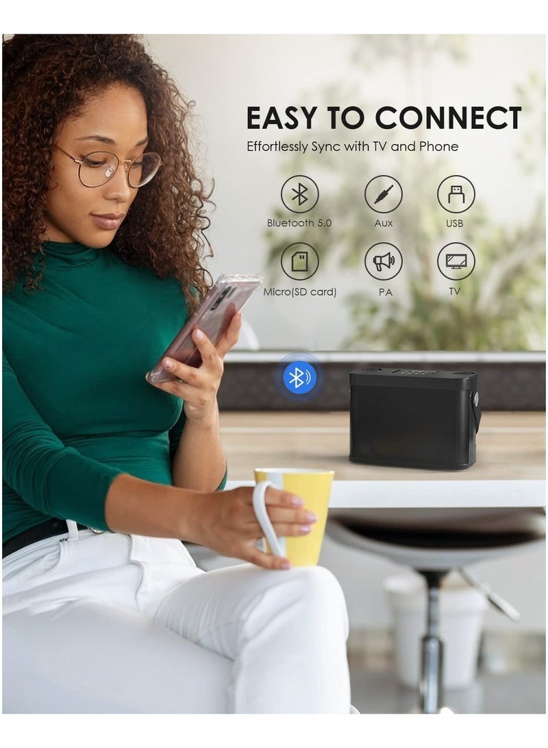 سو.يوسد جهاز كاريوكي محمول بنظام مكبر صوت بلوتوث PA مع 2 ميكروفونات لاسلكية UHF، يدعم مدخل TF/USB، AUX - Image 4