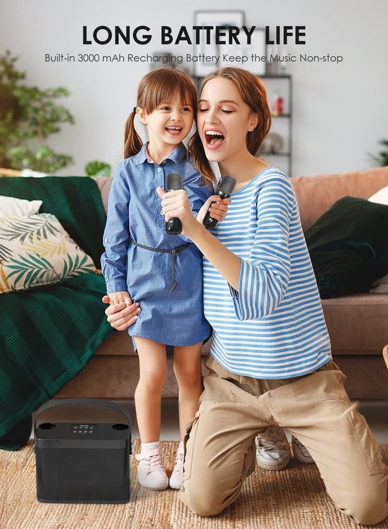 سو.يوسد جهاز كاريوكي محمول بنظام مكبر صوت بلوتوث PA مع 2 ميكروفونات لاسلكية UHF، يدعم مدخل TF/USB، AUX - Image 3