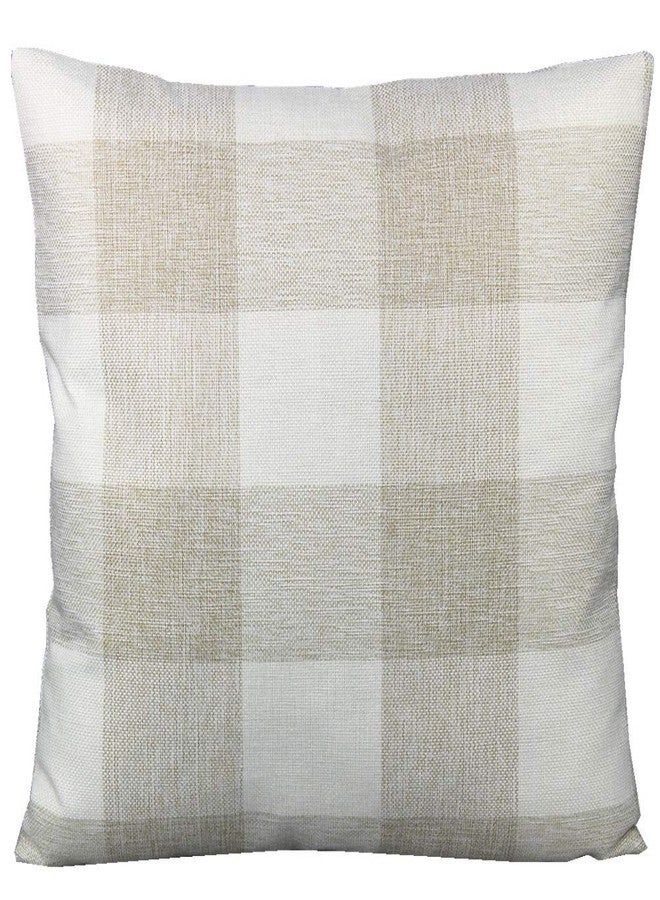 VAKADO Farmhouse Throw Pillow Covers 18x18 Set of 2 Porch Decor Buffalo Plaids Decorative Retro Rustic Checkers Cotton Linen Square Cushion Cases Home for Sofa Couch Bed, Beige Cream White - Image 2