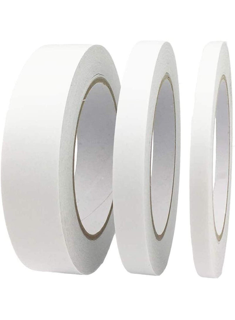 3 Rolls White Double Sided Tape Adhesive Sticky for Scrapbook DIY Craft Projects Card Making Office School Stationery Supplies