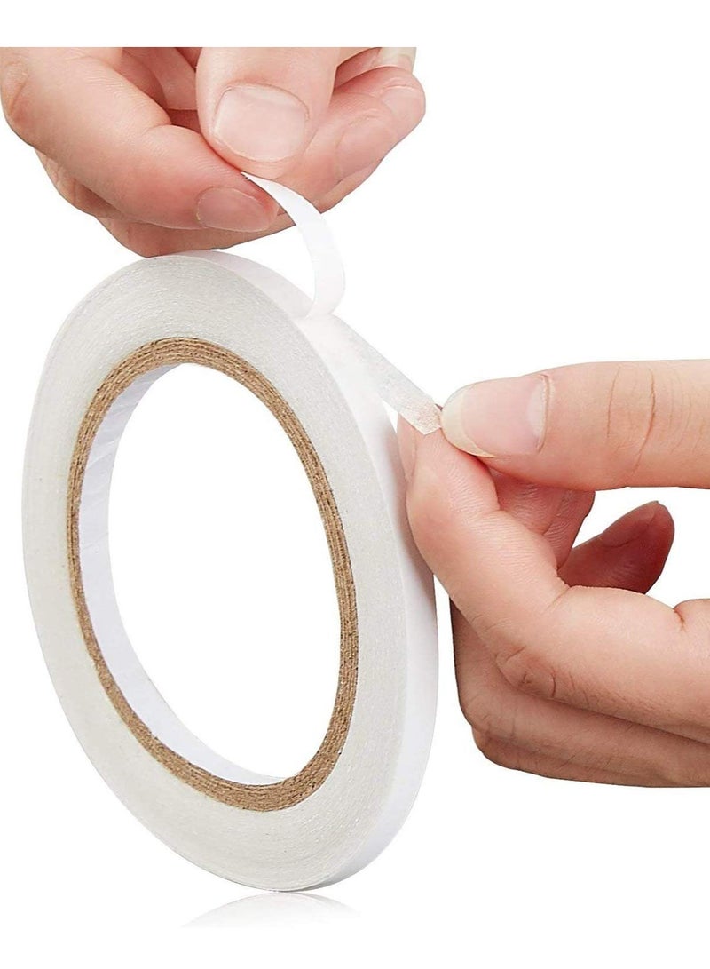 3 Rolls White Double Sided Tape Adhesive Sticky for Scrapbook DIY Craft Projects Card Making Office School Stationery Supplies