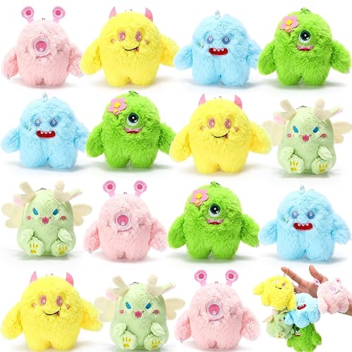 Aoriher 15 Pcs Small Monster Stuffed Animals Bulk Mini Plush Toys 4 Inches Plush Keychains Adopt a Monster for Kids Exchange Gift Birthday Party Favor Classroom Prize Easter Basket Stuffers 5 Styles - Image 1