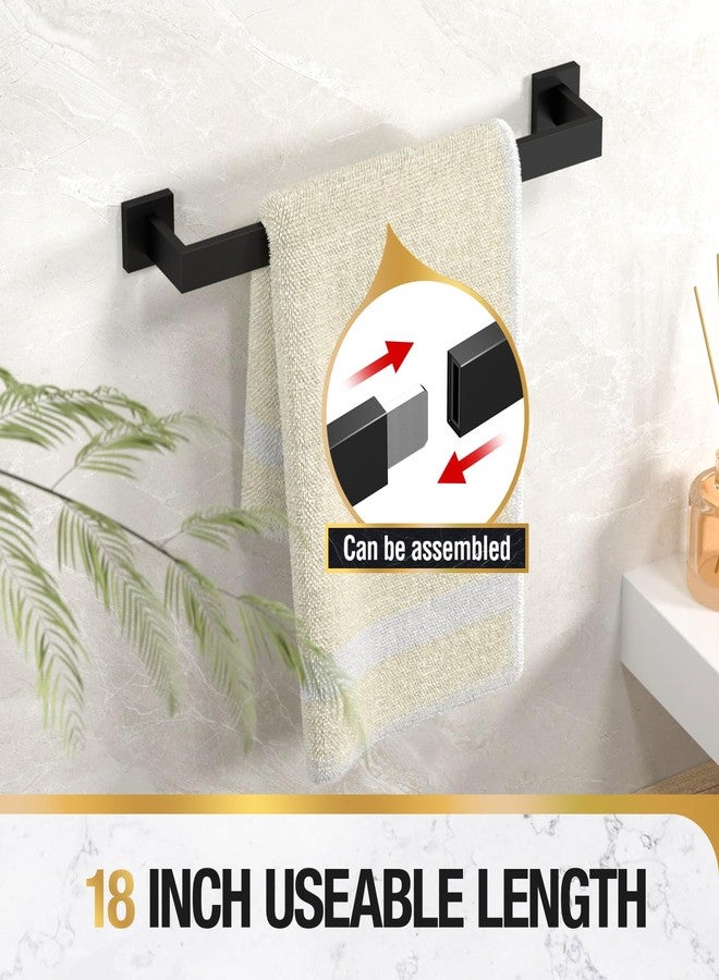 HITSLAM Bath Towel Bar, 18 Inch Towel Rack for Bathroom Wall Mounted, SUS304 Stainless Steel Towel Holder with Hardware Accessories, Matte Black - Image 4